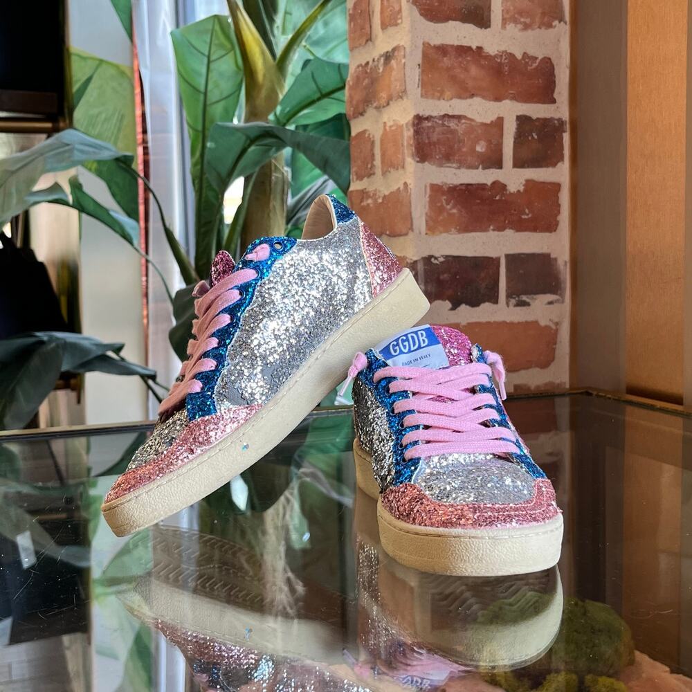 GOLDEN GOOSE Ballstar Multicolor Glitter Pink Star Sneakers SZ35(5US)